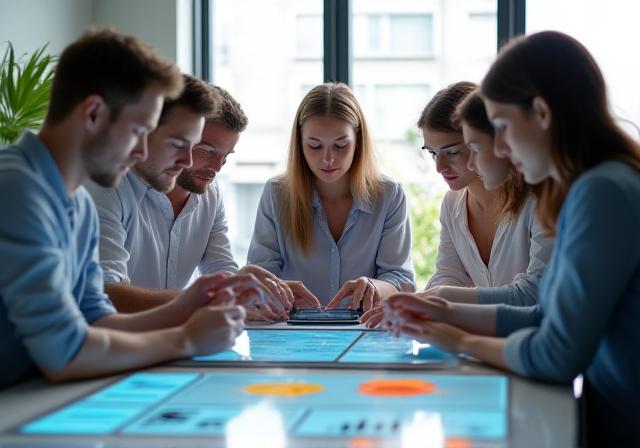 ワークショップで協力し合うチーム